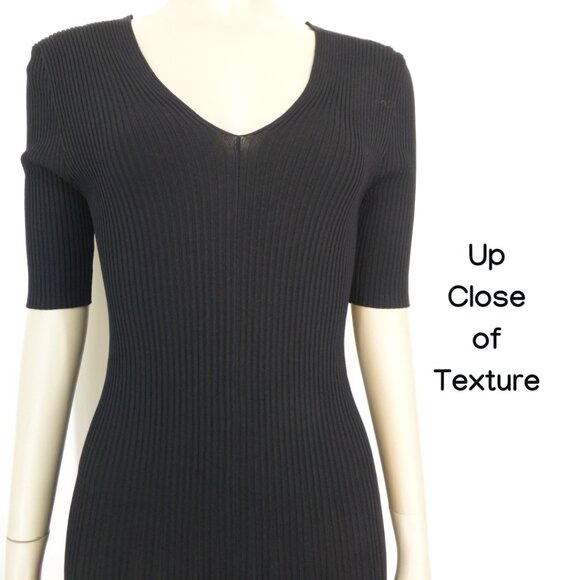 Tahari Black Ribbed Quarter Sleeve Maxi Dress - Picture 6 of 12